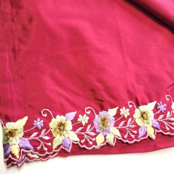 Maroon Burgundy Saree with colorful floral embroidery - Unstitched- NEW - Picture 10 of 10